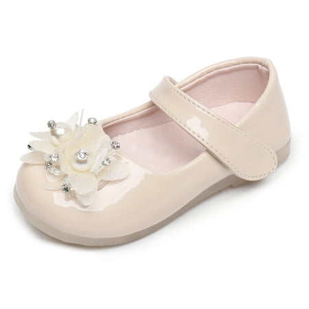 

Blikcon Girls Kids Wedding Party Dress Shoes Princess Flat(Color : Beige Size : 7 Toddler)
