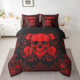 thumbnail image 2 of jejeloiu Rustic Flowers 7 Pieces Bedding Comforter Set,Gothic Skeleton Full Bedding Set,Red Black Fitted Sheet Flat Sheet For Boys Kids,Ultra Soft Home Decor Reversible, 2 of 8