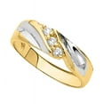 thumbnail image 1 of Precious Stars 14K Two-Tone Gold Cubic Zirconia 4-mm Ladies Wedding Band, 1 of 2