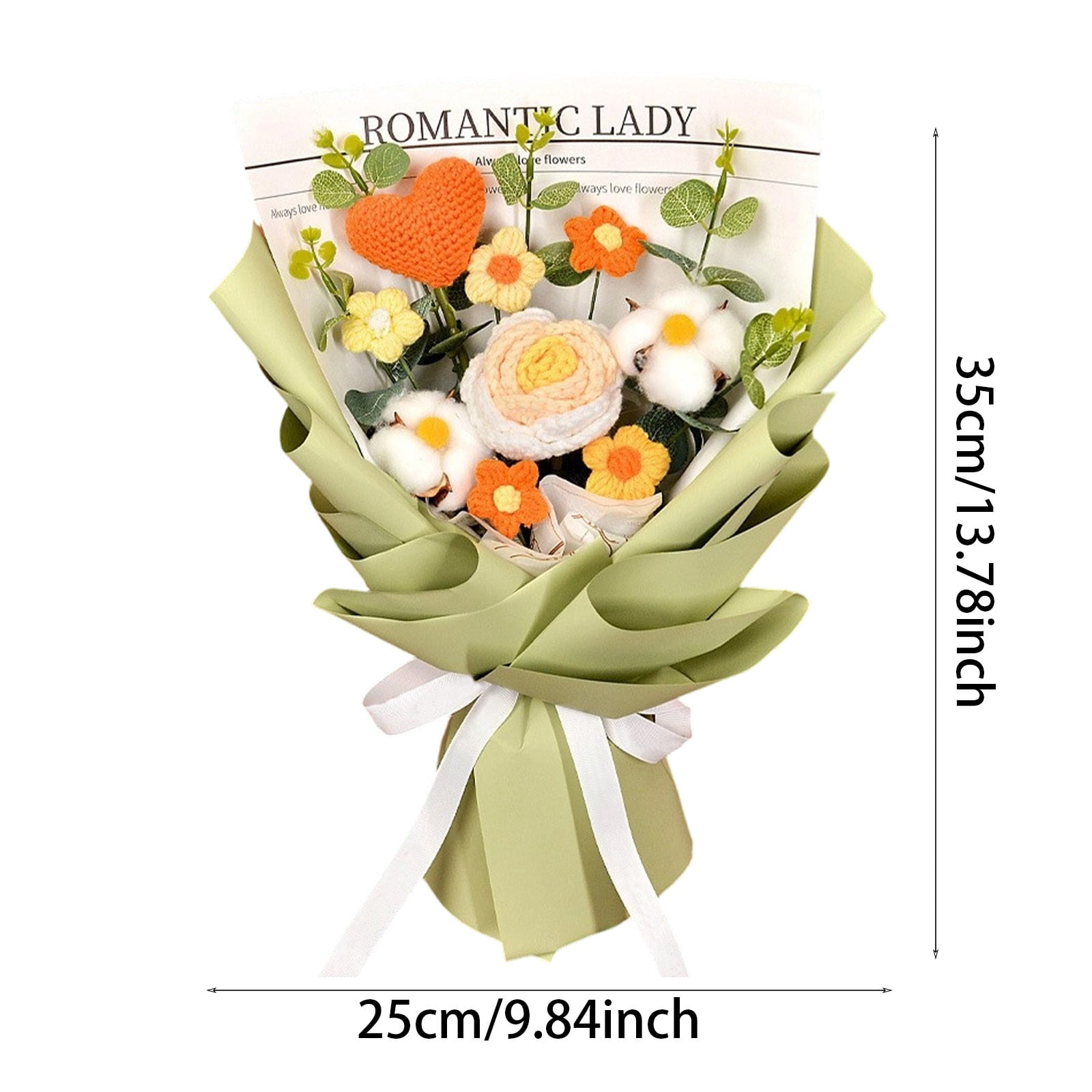 Knitted Flower Bouquet Handmade Tulip Rose Daisy Crochet Flowers, Gift for Mother's Day Graduation Birthday Teacher Appreciation Home Decor Artificial Bouquet