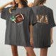 thumbnail image 1 of Fiudx Ofertas Relámpago Camiseta de Manga Corta con Estampado Casual de Doble Cara con Cuello Redondo y Hombros Caídos para Mujer, 1 of 5