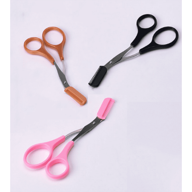 3 Pcs Ciseaux de Coupe en Acier Inoxydable pour Sculpter les Sourcils, Peigne, Épilateur, Outil de Beauté, Rose, Brun, Noir