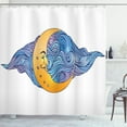 thumbnail image 1 of Moon Shower Curtain, Abstract Crescent Moon with Swirling Cloud Backdrop Mystic Design, Fabric Bathroom Set with Hooks, 69W X 84L Inches Extra Long, Blue Lilac and Pale Orange, by Ambesonne, 1 of 3