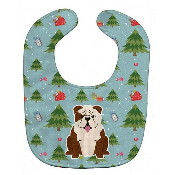 Carolines Treasures BB4781BIB Christmas English Bulldog Brindle White Baby Bib