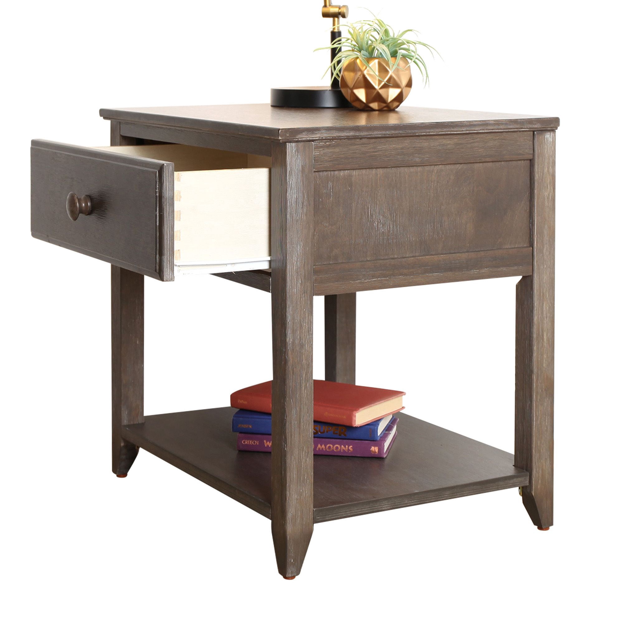 Max & Lily Nightstand with Storage Drawer, Small Solid Wood Bedside, Side Tables for Bedroom