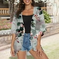 thumbnail image 5 of Women's Casual J Fashion Print Lightweight And Comfortable Beach Vacation Chiffon Cardigan Sun Cardigan Travel Clothes Sun Shirt Women, 5 of 7