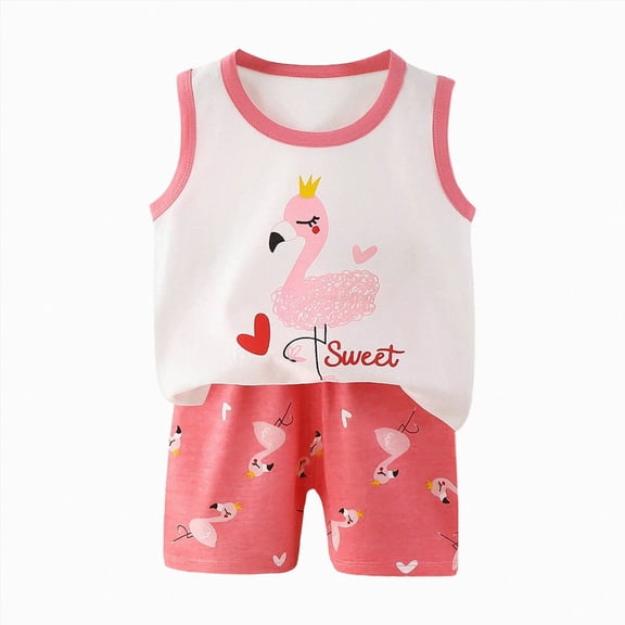 enyan Toddler Baby Girl Clothes Outfits Summer Cute Sleeveless 9 12 18 24 Months Top Shorts Set Newborn Boy Girl Outfits Red,6-12 Months