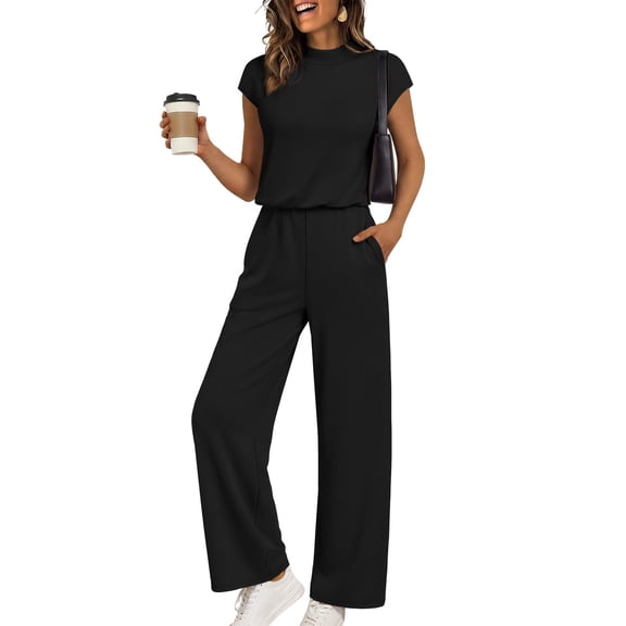 Women's Summer 2 Piece Lounge Sets 2026 Cap Sleeve Tops Wide Leg Pants Workout Sets Loose Casual Tracksuit