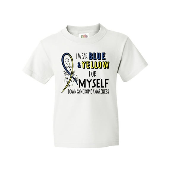 Inktastic I Wear Blue and Yellow for Myself- Down Syndrome Awareness Youth T-Shirt