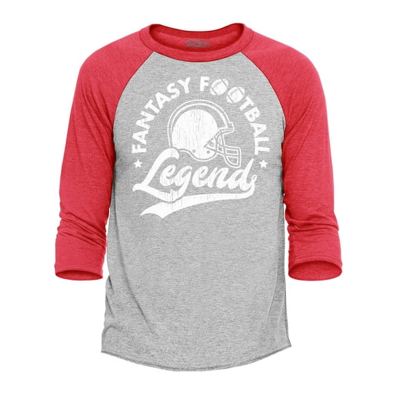 Shop4Ever Men's Fantasy Football Legend Raglan Baseball Shirt X-Small Heather Grey/Red