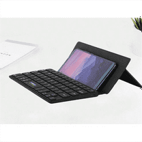 Rechargeable Bluetooth Keyboard for iPad Tablet Phone, Dual-device Mini Keyboard with Kickstand and Leather Cover for Android Windows iOS
