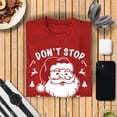 thumbnail image 2 of Don't Stop Believing Christmas T-Shirt for Men - Funny Santa Claus Costumes | Cool Graphic Tee Idea (Red), 2 of 4