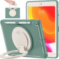 thumbnail image 1 of KOMI for iPad 9th/ 8th/ 7th Generation Case (iPad 10.2 inch Rugged Case 2021/2020/2019) with Screen Protector, Rotating Stand/Pencil Holder/Carrying Shoulder Strap Morandi Color (Emerald Green), 1 of 5