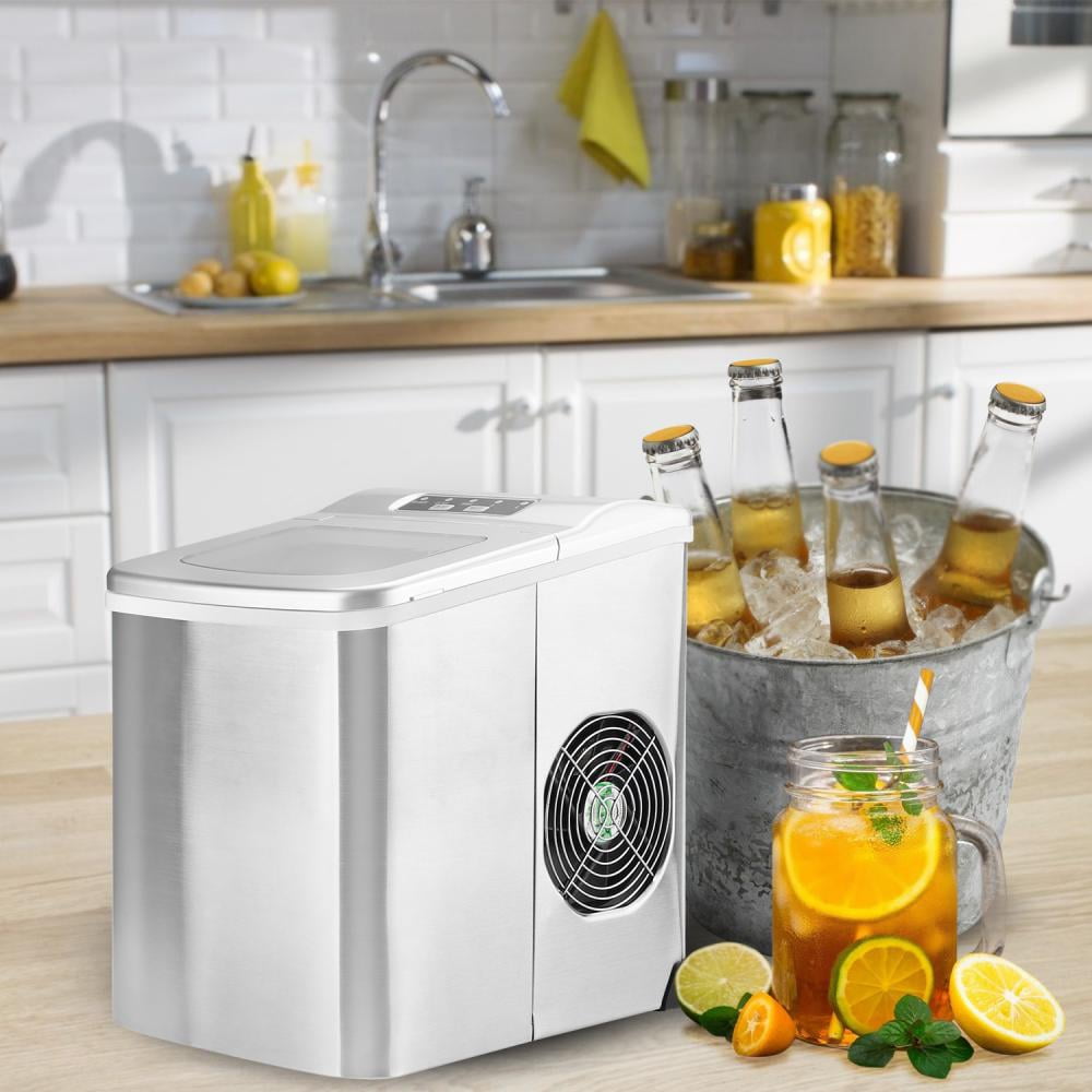 FOOINGOFFICIAL Ice Maker Machine, Counter top Ice Cube Maker(Silver
