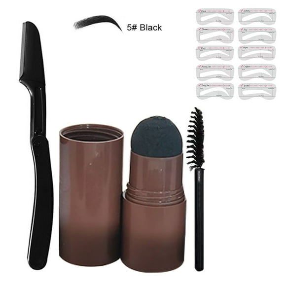Kit de plantillas para estampar cejas, kit de estampar y dar forma a las cejas, sello impermeable para cejas, sombra de línea de cabello en polvo