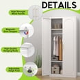 thumbnail image 5 of Armoire Wardrobe Closet with Doors, 71'' Wardrobe Cabinet with Hanging Rod, Metal Closet with 2 Adjustable Shelves for Bedroom School, Employee, Gym, Armarios De Ropa para Dormitorio, White, 5 of 8