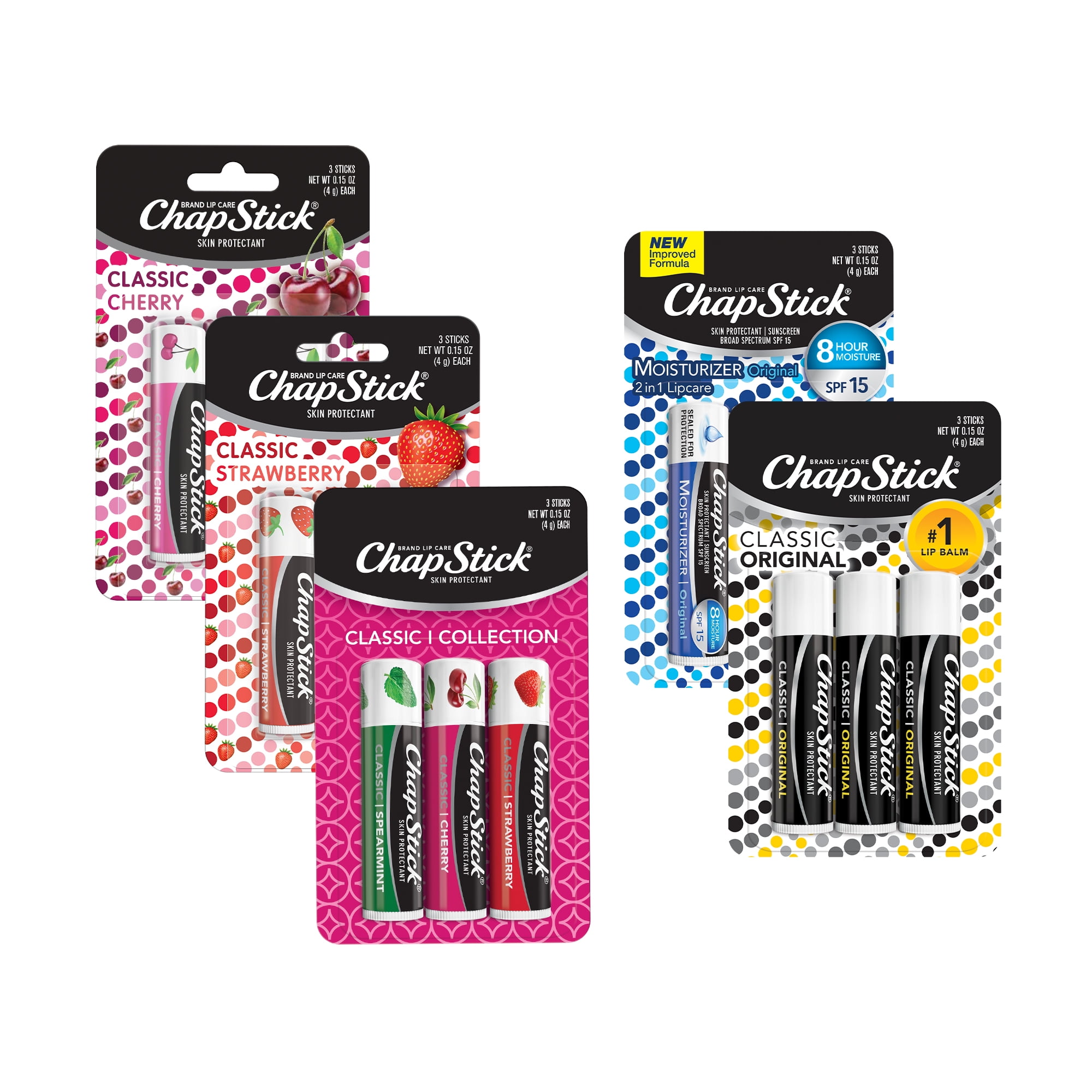 Chapstick Classic Collection Lip Balm Pack to moisturize and protect