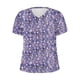 thumbnail image 4 of Blusas para las Mujeres Casual Cuello en V Manga Corta Impresa, 95% Poliéster 5% Spandex Camiseta Top para el Día a Día, Fiesta Y Ropa de Trabajo, 4 of 4