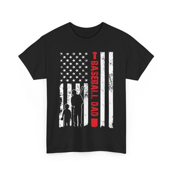 Proud Baseball Dad American Flag Father's Day T-Shirt
