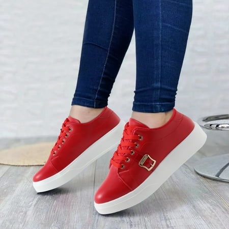 

CAICJ98 Womens Tennis Shoes Women s Wendy Silk Womens Shoes Womens Lace Up Loafers Comfortable & Light-Weight Red