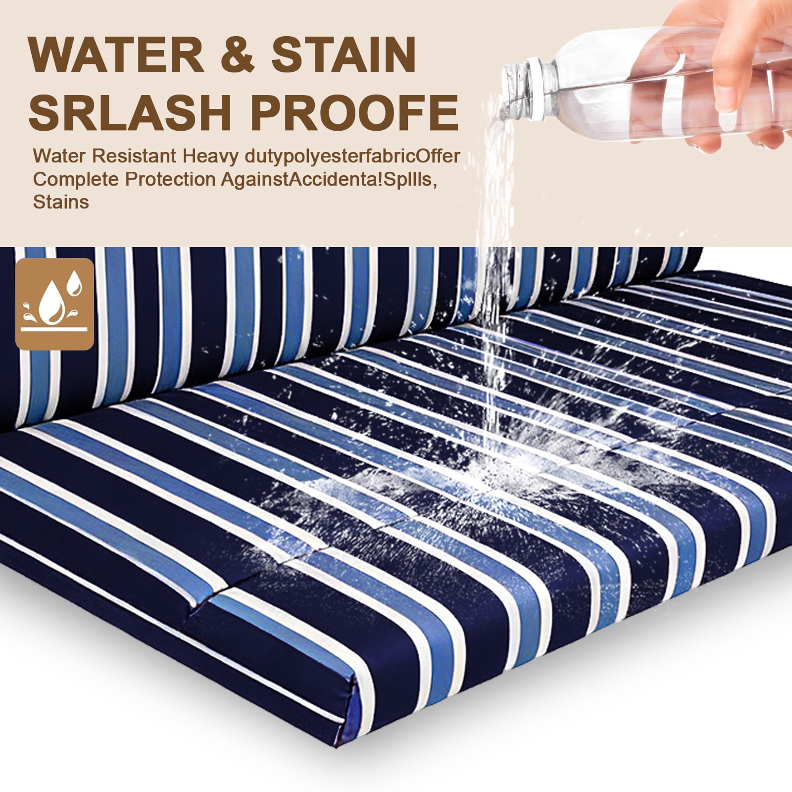 Outdoor Loveseat Glider Cushion 42”x48” Waterproof Patio Seat Pad for Bench, Swing & Furniture, Purple and Blue Stripes,1PCS
