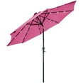 thumbnail image 3 of Northlight 9ft Solar Lighted Outdoor Patio Market Umbrella with Hand Crank and Tilt, Pink, 3 of 6