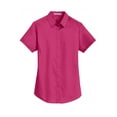 thumbnail image 5 of Port Authority Adult Female Women Plain Short Sleeves Shirt Pink Azalea Small, 5 of 6