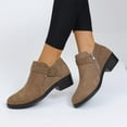 thumbnail image 2 of WRKEKC Womens Shoes Thick Sole Deep Cut Solid Color Round Toe Chunky Heel Slip On Mid Heel Ankle Boots Casual, 2 of 9