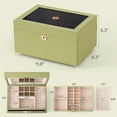 thumbnail image 4 of BIQI MUSSE 4 Layer Jewelry Box with Flowing-Gold Decoration Glass Lid, Drawer Jewelry Storage, With Big Mirror, Double-sided Organizer for Necklaces Earrings, With Key Lock, 4 of 8