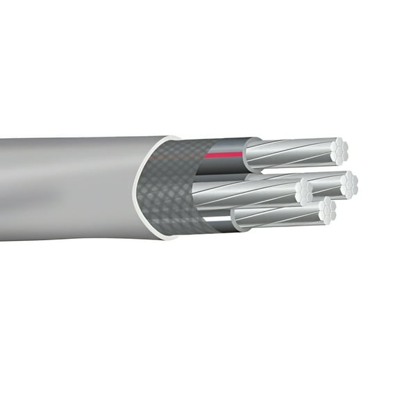 100' 2-2-2-4 Stranded Aluminum SER Service Entrance Cable Gray 600V