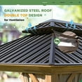 thumbnail image 5 of Erommy Outdoor Galvanized Steel Roof Gazebo Pergola w Wooden Coated Alumninum Frame, Privacy Curtains and Nettings Include Rain Gutter 12' x 16', 5 of 5