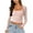 Pink, variant on Lenpel Women's Long Sleeve T Shirts Ribbed Square Neck Lace Trim Stretchy Slim Basic Crop Tops Casual Tee Blouses