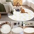 thumbnail image 5 of Yellow Lemon Round Area Rug 8Ft Washable Large Circle Rugs for Living Room Dorm, Country Farmhouse Fruits Leaves Summer Non-Slip Carpet Floor Mats Indoor Outdoor Carpet Runner Aesthetic Home Decor, 5 of 8