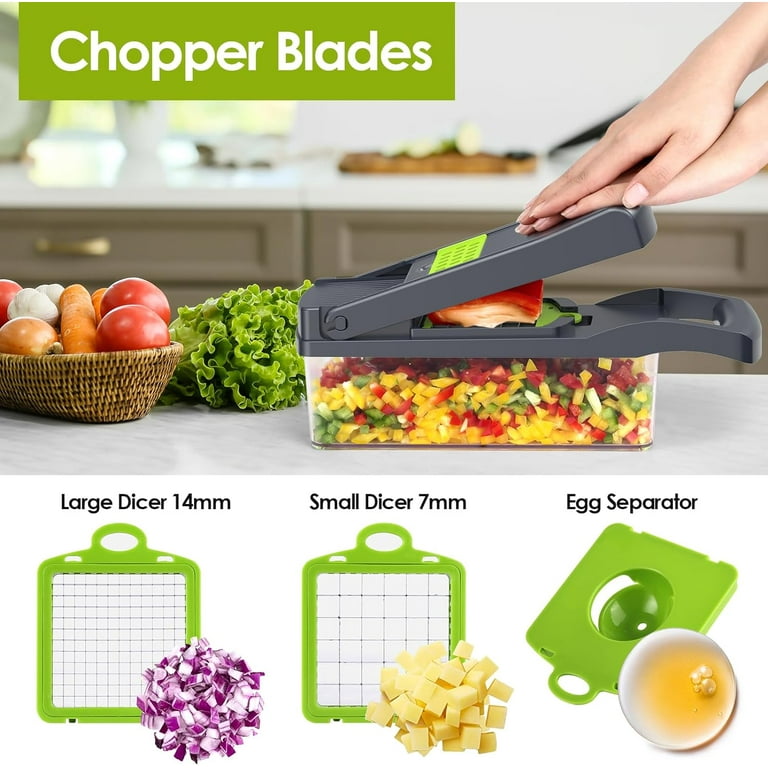 Vegetable Chopper, sktome Veggie Chopper, Multifunctional 12 in 1 Food  Chopper, Vegetable Slicer Dicer with 8 Blades, Onion Chopper Vegetable  Cutter