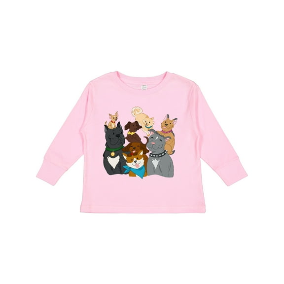 Inktastic Happy Dog Family Boys or Girls Long Sleeve Toddler T-Shirt