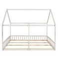 thumbnail image 3 of Wooden Twin and Twin House Corner Bed with Solid Construction, Two Shared Beds Platform Bed with Sturdy Frame for Teens Adults(White), 3 of 8