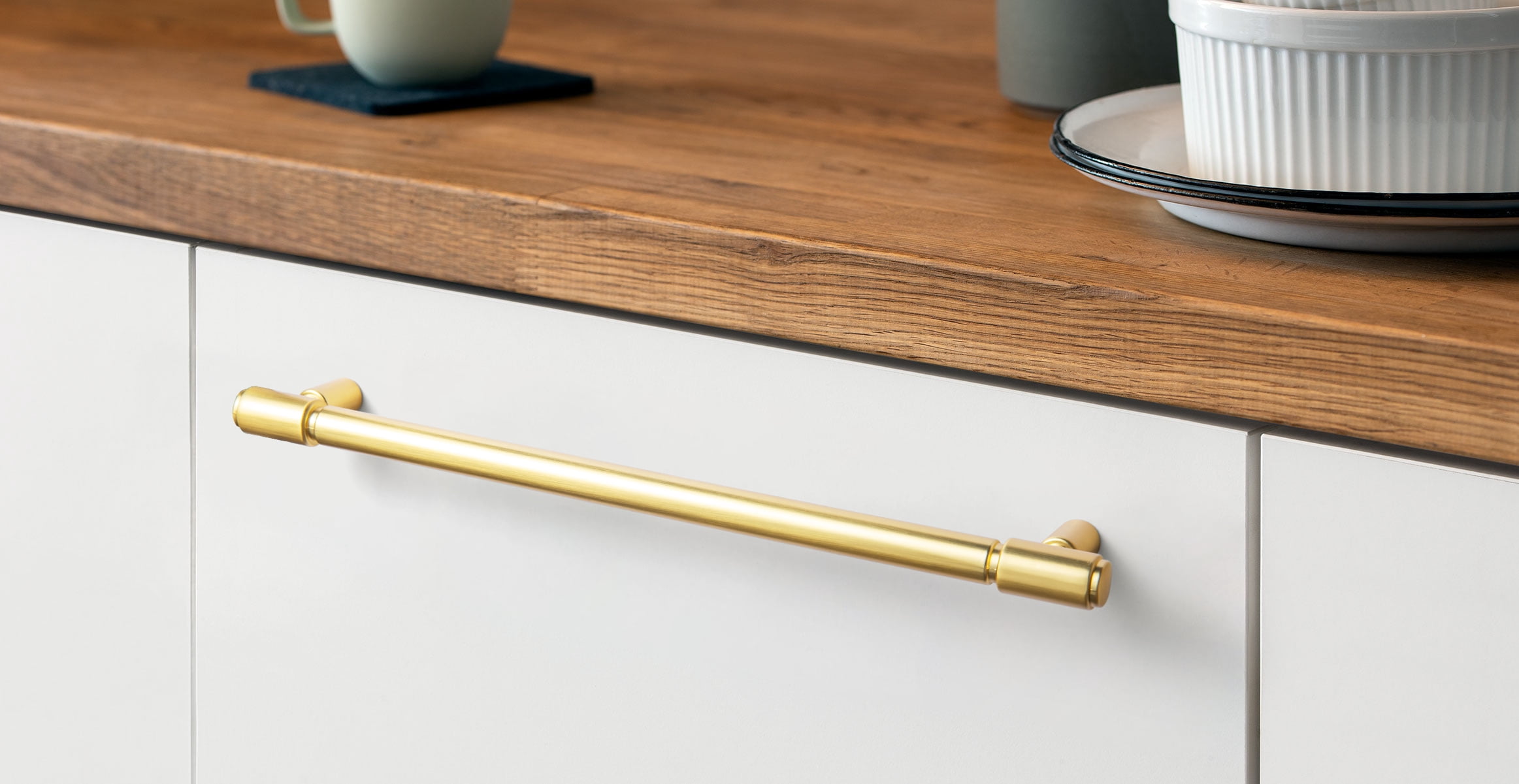 Goo-Ki 12 Pack 10'' Hole Center Brushed Brass Kitchen Cabinet Pulls, Modern Drawer Handles Closet Classic Kitchen Hardware for Bedroom