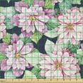 thumbnail image 2 of Ambesonne Retro Fabric by the Yard Upholstery, Pinkish Flowers Leaves Art, 2 Yards, Soft Pink Jade Green, 2 of 5