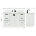 thumbnail image 3 of Ariel Kelly 54 Inch Single Rectangle Sink Bathroom Vanity With Carrara White Quartz Countertop 1.5 Inch Edge In White, 3 of 12