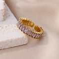 thumbnail image 5 of Adjustable Electroplated Geometric Copper Ring with Rainbow Zircon Rhinestones, Simple Style Unisex Ring for Women, 5 of 5