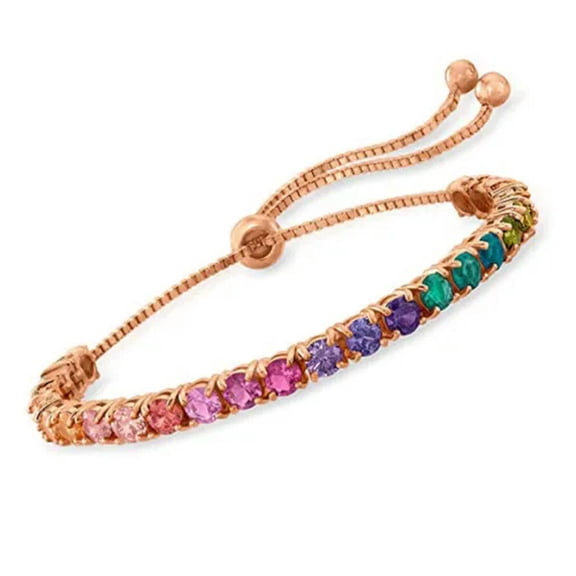 QQTDFG Women Charm 925 Silver Zircon Crystal Bracelet Bangle Adjustable Jewelry Gifts-Rose Gold