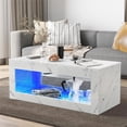 thumbnail image 6 of ChVans 47.2" LED Coffee Table with Open Storage, Modern White Coffee Table with 16 Colors LED Lights, Rectangle Center End Table with Marbling Print for Living Room Bedroom, 6 of 10