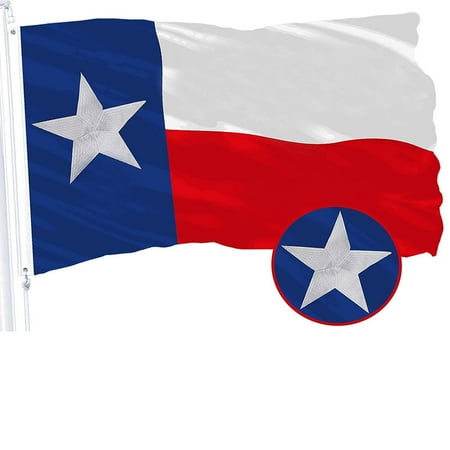 Usa Made Texas State Flag - G128 - Texas State Flag 3x5ft Embroidered Stars Sewn Stripes Heavy Duty 220GSM Tough Spun Polyester Quality Brass Grommets - Texas Flag State Texas Flag