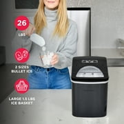 Frigidaire 26 lb. Bullet Ice Maker, Countertop Ice Machine with LED Control Panel, Black Stainless Steel