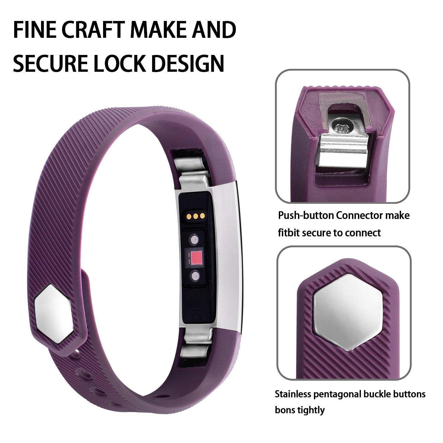For Fitbit Alta Alta HR Bands Adjustable Replacement Wrist Bands Soft TPU Material Strap Without Tracker Purple Large Walmart
