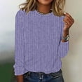 thumbnail image 2 of DDAPJ pyju Womens Long Sleeve Striped Shirt Fall Casual T-shirts Lightweight Crewneck Pullover Tops Ofertas de la semana Purple S, 2 of 5