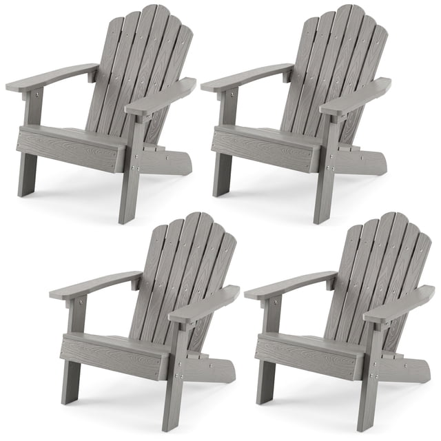 Gymax 4PCS Kids Adirondack Chairs w/Tilted High Backrest Wide Armrests & Angled Seat Grey