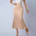 thumbnail image 7 of Ynynloco Womens Satin Silk Maxi Skirts Trendy High Waist Drawstring Flared Casual A-Line Long Skirt for Women, 7 of 7