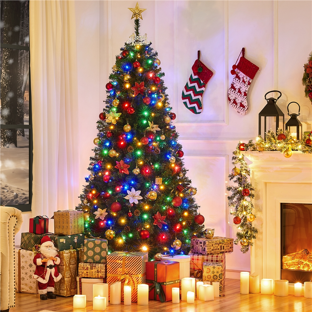 Alden Design 6ft Pre-lit Spruce Artificial Christmas Tree with 300 LED Lights, Green
