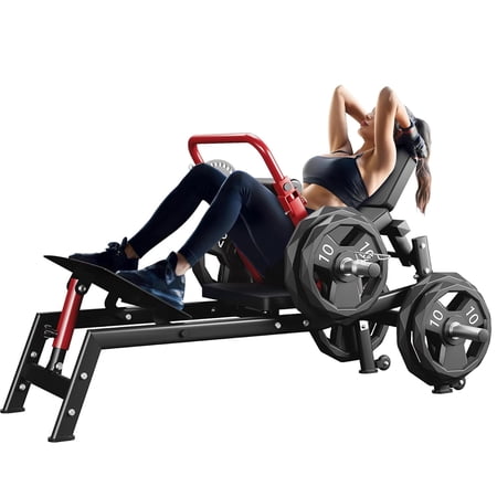 Memoryfield Hip Thrust Machine for Glute Workout, Heavy-Duty Glute Bridge Equipment, 850 lb Capacity, Non-Slip Padding, Built-in Weight Holder, Red